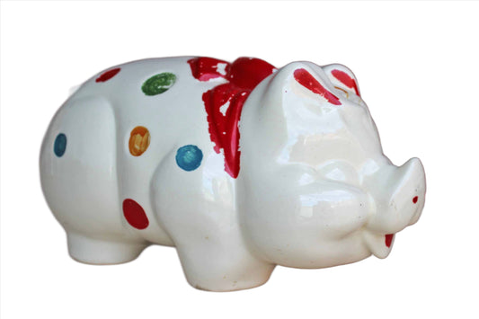 Hull Art Pottery (Ohio, USA) Large Ceramic Polka Dot Piggy Bank