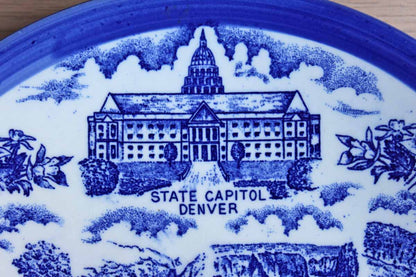 Round Ceramic Transferware Souvenir Plate from Colorado