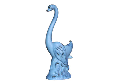Ceramic Blue Swan on Waves Pedestal Planter