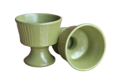 McCoy Pottery (Ohio, USA) Floraline Sage Green Pedestal Planters, A Pair