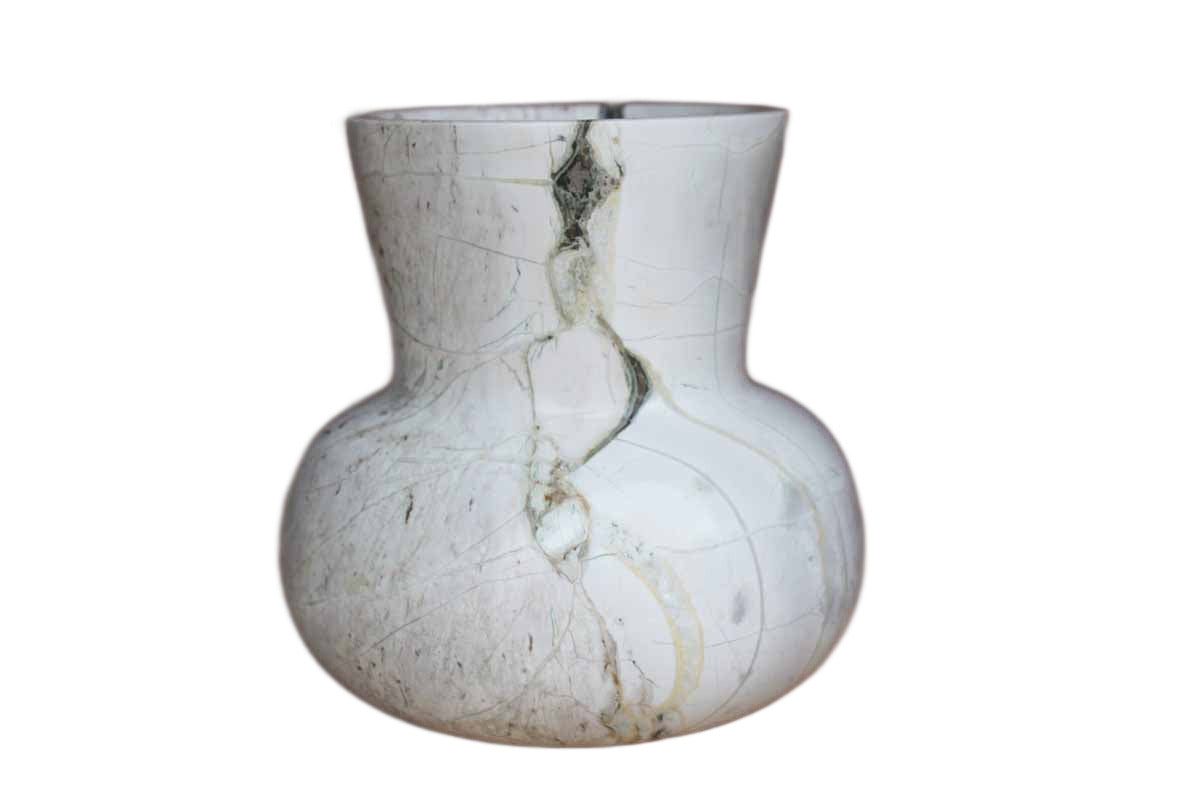 Hand Carved Gourd Shaped Stone Vase with Beautiful Striations of Color