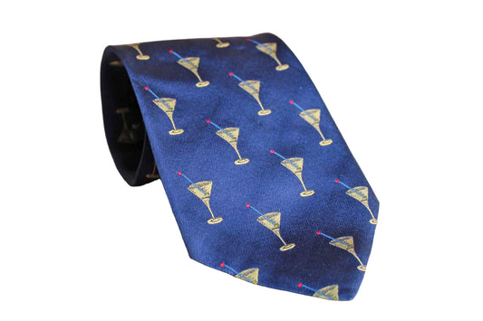 Charmant (Como, Italy) 100% Silk Necktie Decorated with Martini Glasses