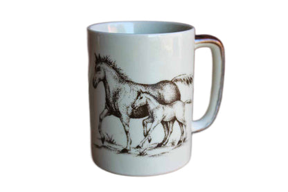 Otagiri (Japan) Galloping Horse with Foal Ceramic Coffee Mug