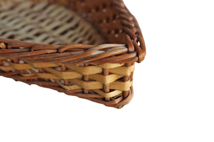 Hand Woven Leaf Shaped Shallow Basket with Small Loop Handle