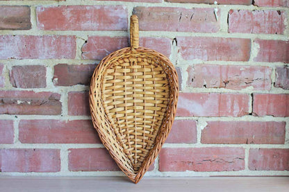 Hand Woven Leaf Shaped Shallow Basket with Small Loop Handle