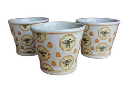 HomArt (China) Ceramic Planters Decorated with Honeybees and Beehives