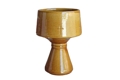 Gold Chalice Planter with Embossed Crosses
