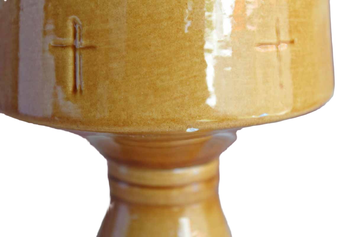 Gold Chalice Planter with Embossed Crosses
