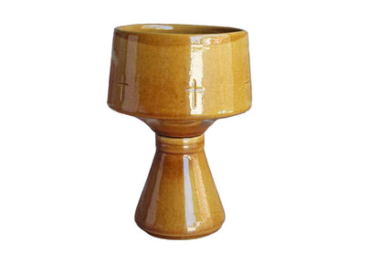 Gold Chalice Planter with Embossed Crosses