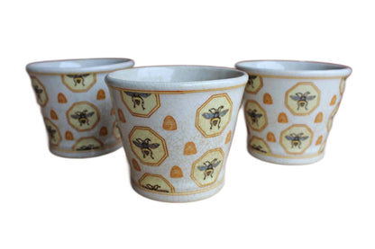 HomArt (China) Ceramic Planters Decorated with Honeybees and Beehives