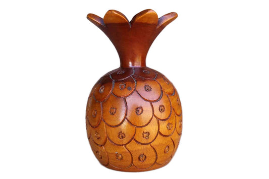 Carved Wood Pineapple Candleholder and Frilled Toothpick Holder