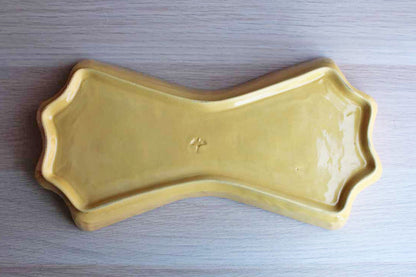 Bow Tie-Shaped Ceramic Dish with Colorful Millefiori-Style Shapes and Designs
