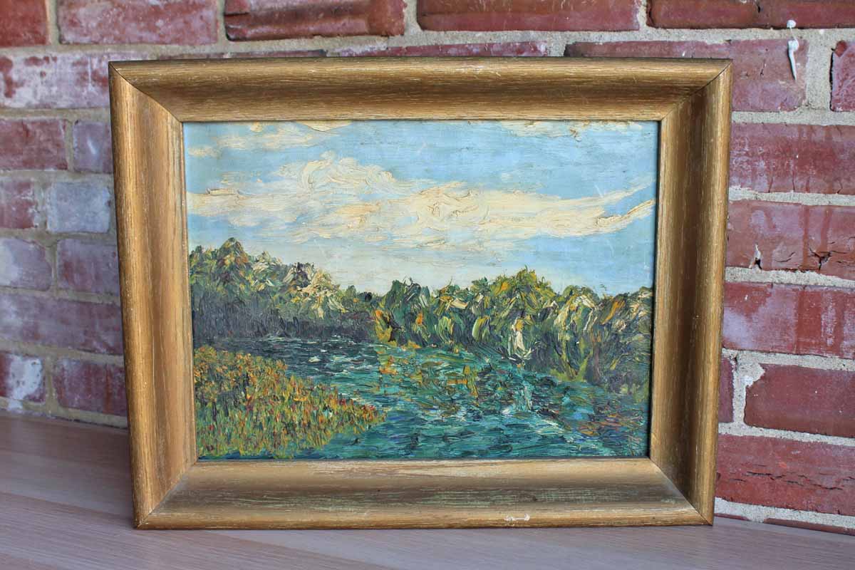 Trio of Original Oil Paintings Depicting Landscape Scenes by "RJ" 1950s
