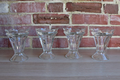 Jeannette Glass Company (Pennsylvania, USA) Clear Heavy Ice Cream Sundae Glasses, Set of 4