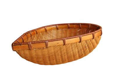 Hand Woven Ovate Shaped Round Bottom Storage Basket