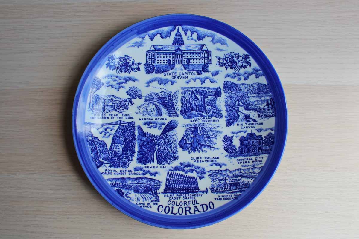 Round Ceramic Transferware Souvenir Plate from Colorado