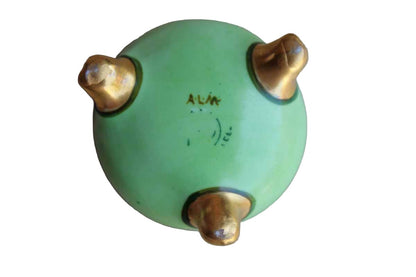 Small Green and Gold Footed Bowl