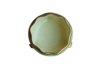 Small Green and Gold Footed Bowl