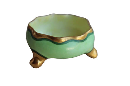 Small Green and Gold Footed Bowl
