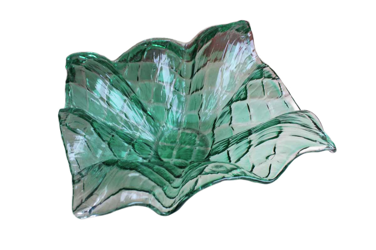 Large Green Art Glass Flared Bowl