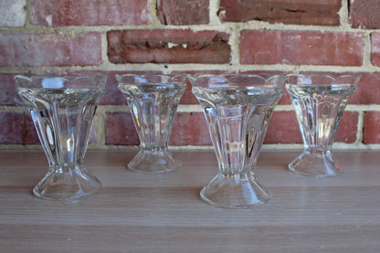 Jeannette Glass Company (Pennsylvania, USA) Clear Heavy Ice Cream Sundae Glasses, Set of 4