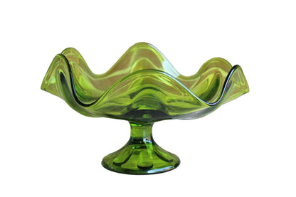 Viking Art Glass (West Virginia, USA) Epic 6-Petal Green Footed Bowl
