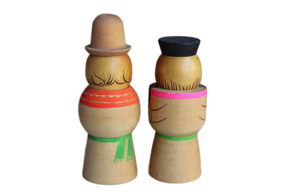 Hand-Painted Colorful Wood Figurines of Musicians, A Pair