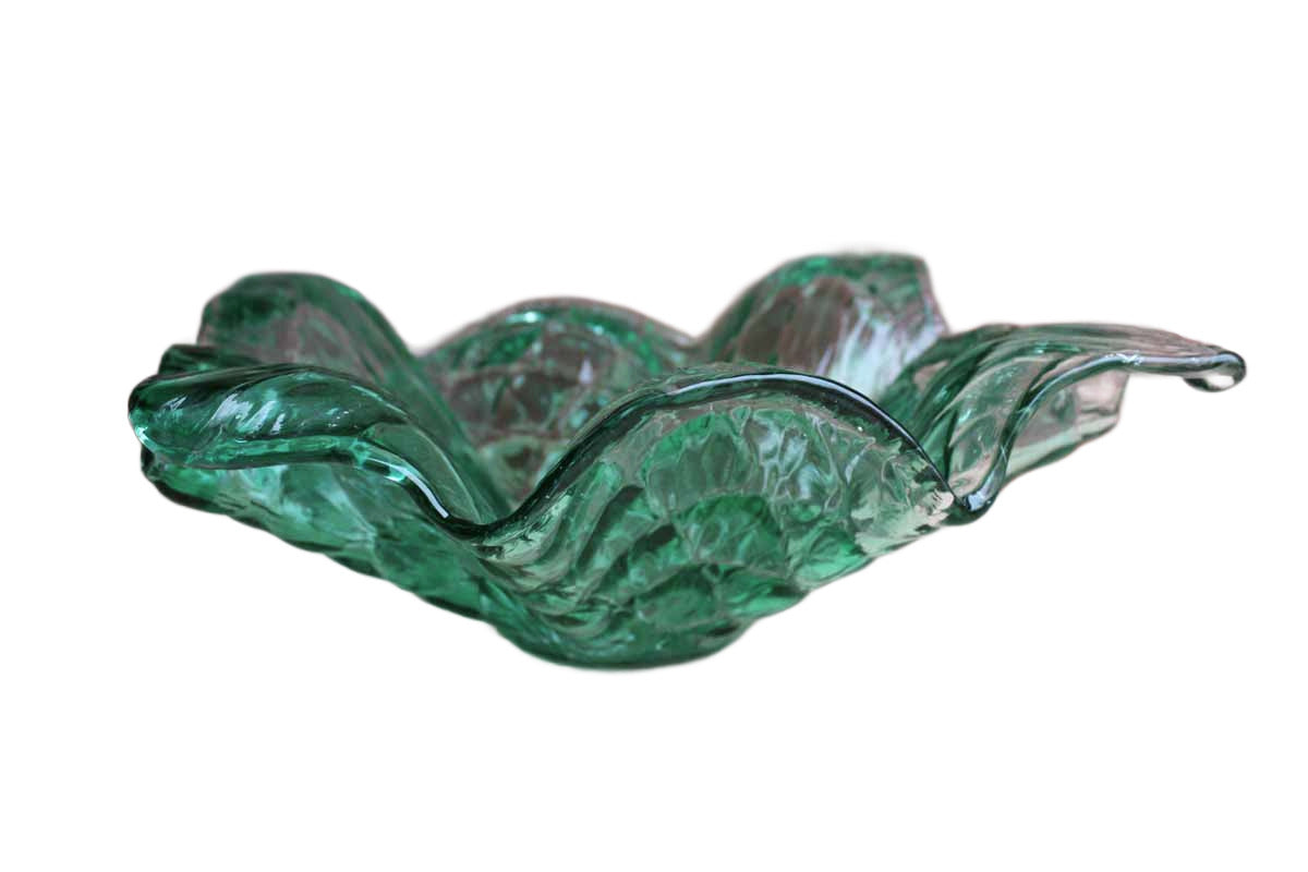 Large Green Art Glass Flared Bowl