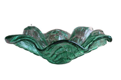 Large Green Art Glass Flared Bowl