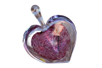 Silvestri (Taiwan) Heart Shaped Pink Glass Perfume Bottle with Glass Stopper Applicator