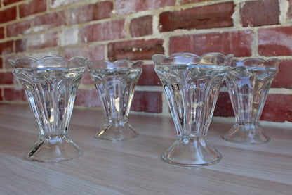 Jeannette Glass Company (Pennsylvania, USA) Clear Heavy Ice Cream Sundae Glasses, Set of 4