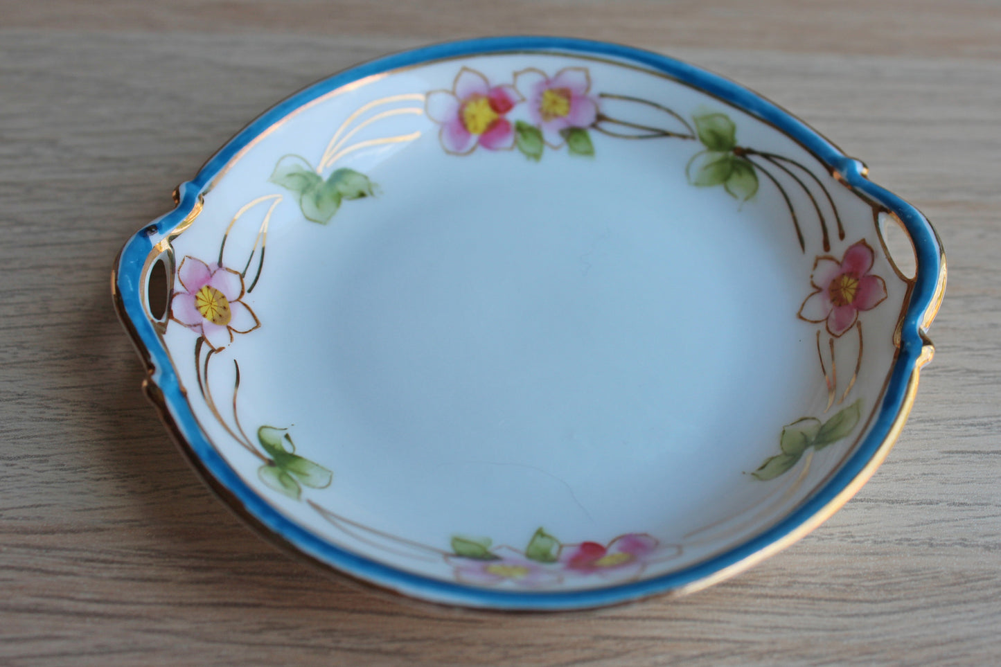 Nippon China (Japan) Hand-Painted Small Dish with Flowers
