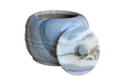 Heavy Marble Lidded Storage Jar