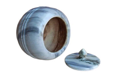 Heavy Marble Lidded Storage Jar