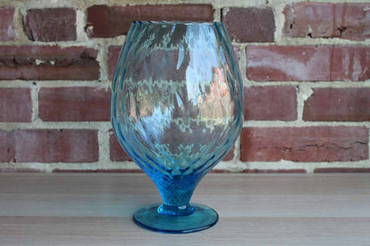 Empoli (Italy) Hand Blown Sky Blue Optic Glass Brandy Fishbowl Vase
