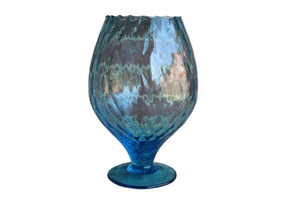 Empoli (Italy) Hand Blown Sky Blue Optic Glass Brandy Fishbowl Vase