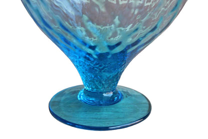 Empoli (Italy) Hand Blown Sky Blue Optic Glass Brandy Fishbowl Vase