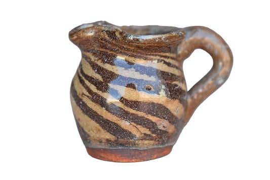 Miniature Stoneware Pitcher with Brown Zebra Stripe Pattern