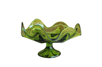Viking Art Glass (West Virginia, USA) Epic 6-Petal Green Footed Bowl