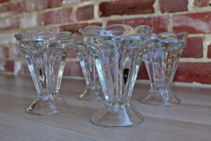 Jeannette Glass Company (Pennsylvania, USA) Clear Heavy Ice Cream Sundae Glasses, Set of 4