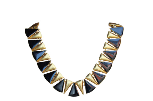 Anne Klein (New York, USA) Black and Gold Triangle-Shaped Collar Necklace
