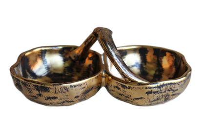Stangl Pottery (New Jersey, USA) 22 KT Black-Gold Divided Ceramic Dish