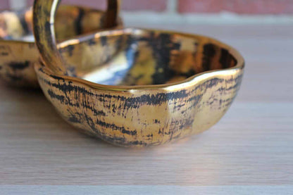 Stangl Pottery (New Jersey, USA) 22 KT Black-Gold Divided Ceramic Dish
