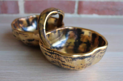 Stangl Pottery (New Jersey, USA) 22 KT Black-Gold Divided Ceramic Dish