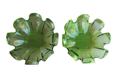 Green Glass Wine Bottle or Candle Trivets, A Pair