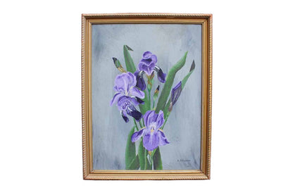 Original Acrylic Painting of an Iris Flower by Arlene E. Reichard 1971