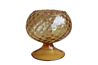 Empoli Art Glass (Italy) Hand Blown Diamond Optic Amber Glass Fishbowl Vase