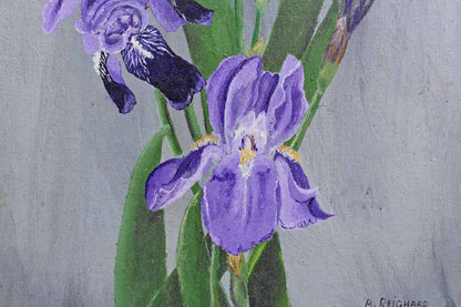 Original Acrylic Painting of an Iris Flower by Arlene E. Reichard 1971