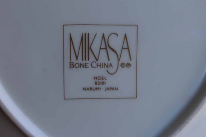Mikasa (Japan) Noel Heart-Shaped Bone China Dish with Candy Canes, Holly, and Horn