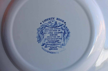 Staffordshire Ironstone (England) Liberty Blue Independence Hall Dinner Plates, Set of 8